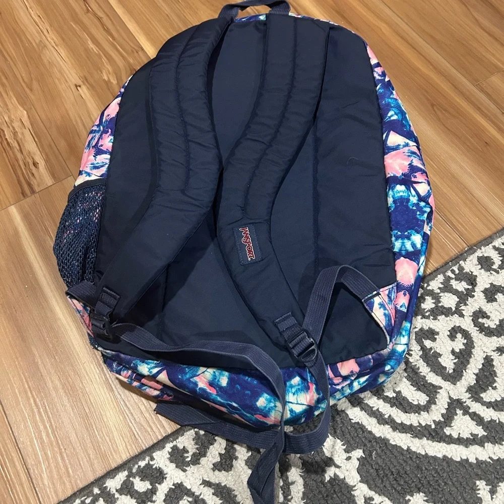 Jansport Abstract Blue and Pink Trippy Large Backpack